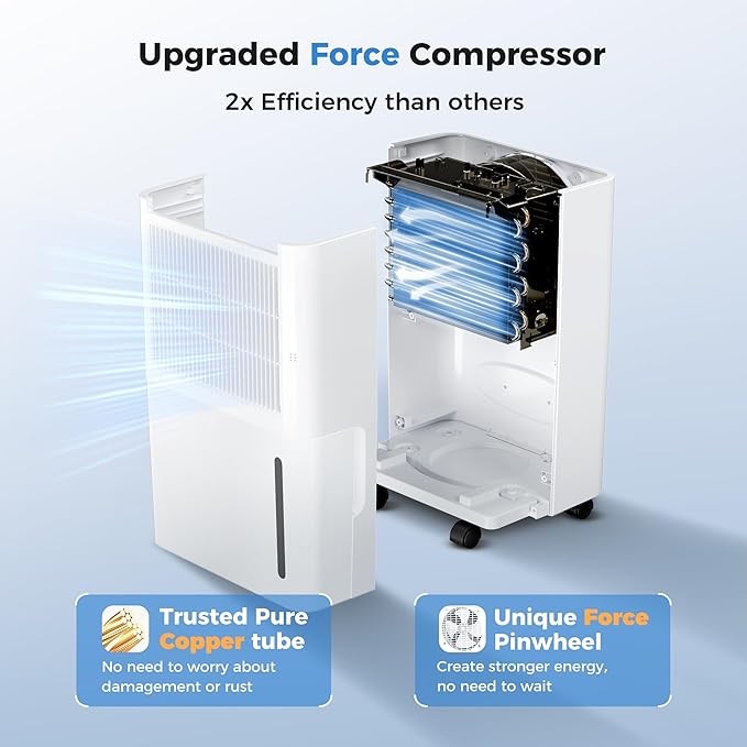 2,500 Sq Ft Portable Home Dehumidifier with Drain Hose, 74 OZ Water Tank, 24 Hr Timer, 3 Modes High Efficiency Compressor for Basement, Bedrooms, Bathrooms and Laundry Rooms