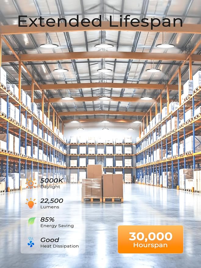 150W UFO LED High Bay Lights 22500LM, IP65 Waterproof Led Shop Lights & Garage Lights, 120-277V Wide Voltage for Warehouse Workshop Factory Gym Barn (10 Pack)