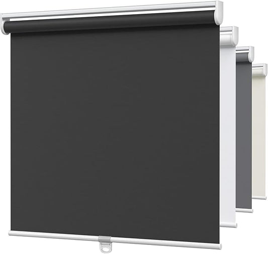 MYshade Blackout Cordless Roller Shades, Room Darkening Free-Stop Roll Up Blinds for Windows, Pull Down Blocking Blind for Home and Office, Easy to Install, 28" X 72", Black