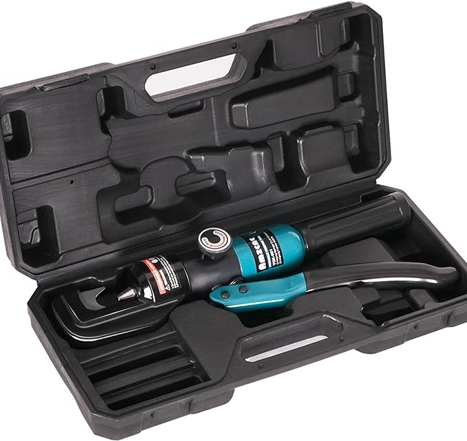 AMZCNC Point Press Hydraulic Crimping Tool Hydraulic Crimper for 8 AWG - 3/0 AWG Copper and Aluminum Cables,Dies-Less Crimping Tool