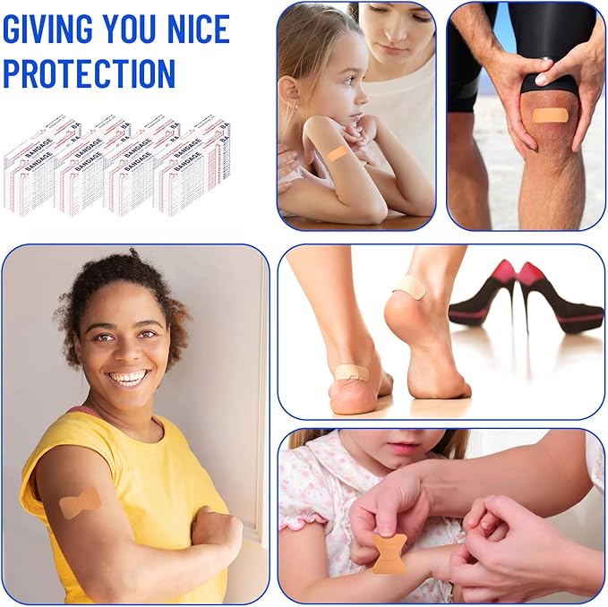 720 Pcs Adhesive Bandages Variety Pack, Flexible Adhesive Bandage Bulk, Assorted Sizes Fingertip Bandages, Breathable & Waterproof Bandage for First Aid and Wound Care
