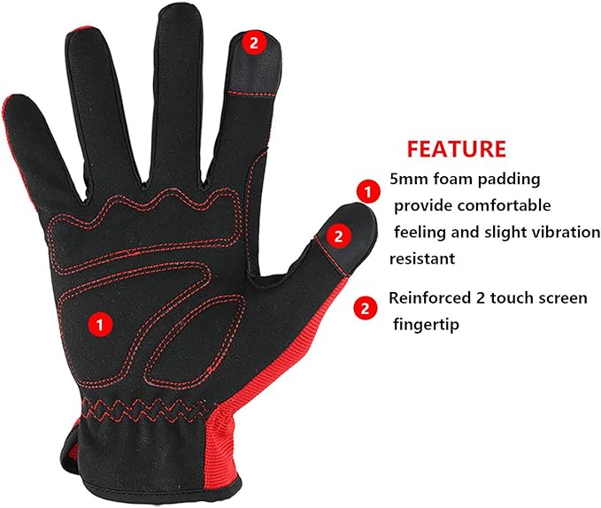 High Performance Work Gloves For Men(12 Pairs Pack), High Dexterity Touch Screen For Multipurpose,Excellent Grip (XX-Large)