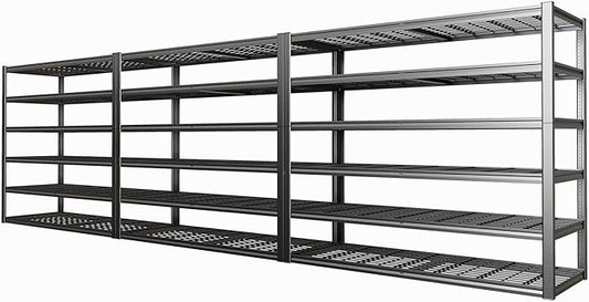 65" W Garage Shelving Heavy Duty, 6 Tier Garage Shelves, Adjustable Storage Shelving Unit, Commercial Metal Shelf for Warehouse, Pantry, School, Shop, 3 Pack
