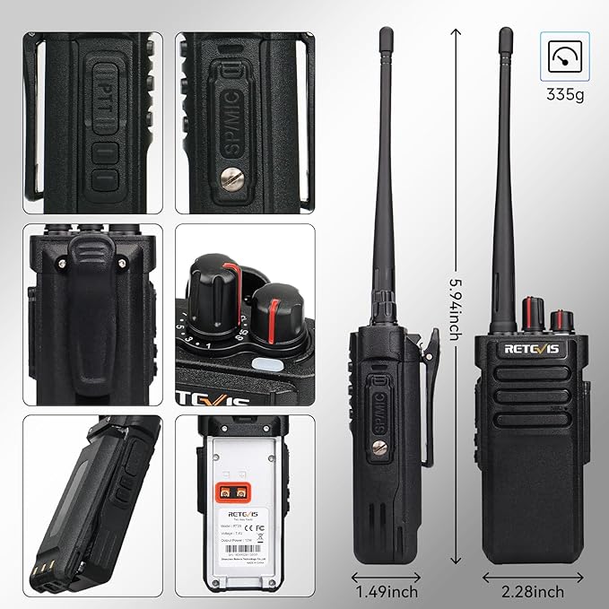 Retevis RT29 Two Way Radio Long Range,Heavy Duty 2 Way Radios Rugged,Professional Walkie Talkies with Waterproof Speaker Mic,3200mAh,Emergency Radios for Construction School Security Patrol (4 Pack)