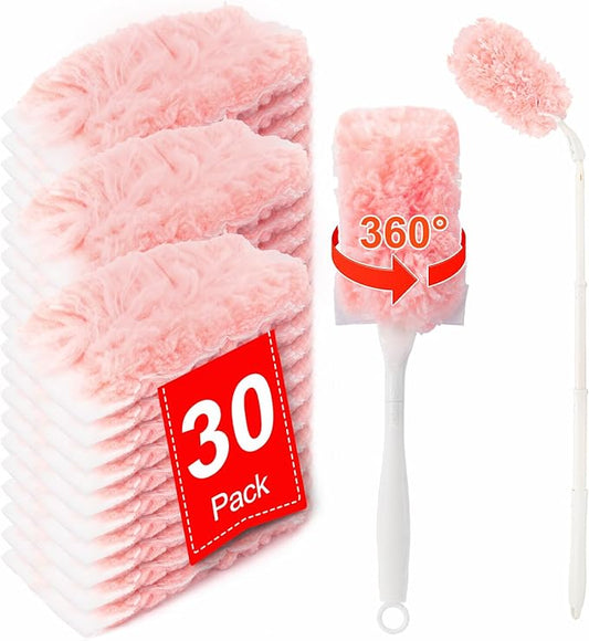 KeFanta Heavy Duty Duster Refills Kit for Swiffer Duster, 4X Microfiber Multi Surface Dusters for Cleaning with 3 ft Extended Handle, 1 Short Handle, 30 Refills
