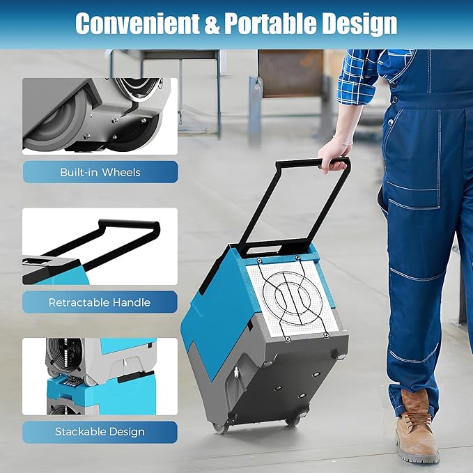 ARGENDON 180 PPD Commercial Dehumidifiers, Crawl Space Dehumidifier with Pump, Auto Defrost, Memory Starting for Home/Industry Use, Water Damage Restore, Garage, Basement, Limited 5-Year Warranty