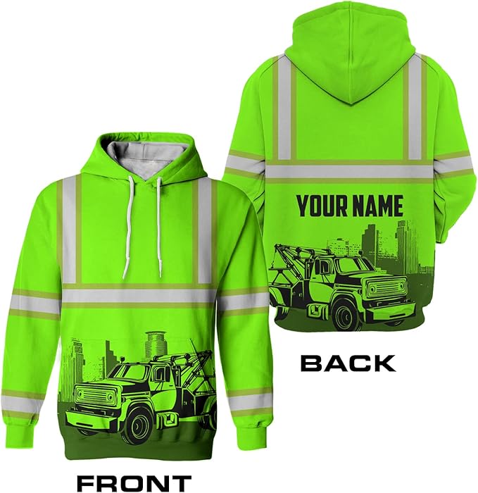 Matedecor High Visibility Hi Vis Hoodie for Men - Jobs Collection Custom Name Class 3 Reflective Safety Workwear