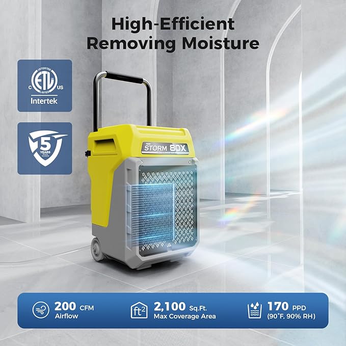 ALORAIR 170 Pints LGR Commercial Dehumidifier with Pump & Drain Hose, Portable Insutrial Dehumidifier for Basments, Home, Job Sites, Fit for 2,100 Sq.Ft Space with Wheels