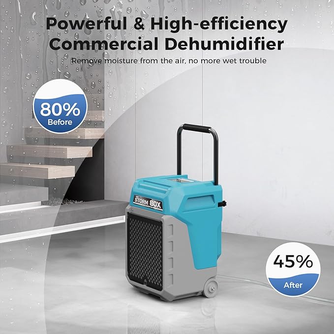 ALORAIR 170 Pints LGR Commercial Dehumidifier with Pump & Drain Hose, Up to 2,100 Sq.Ft, Portable Industrial Dehumidifiers with Wheels for Water Damage Restore, Basement, Garage, 5 Years Warranty