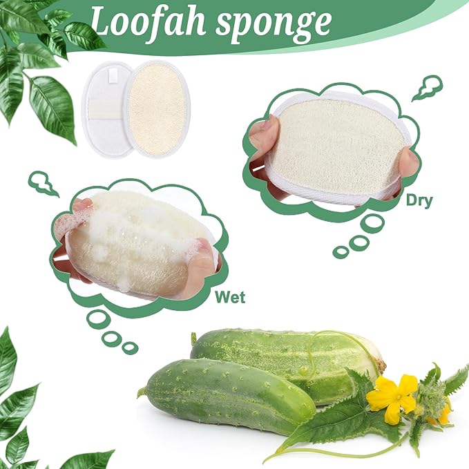 50 Pcs Exfoliating Loofah Pads Bulk, Exfoliating Body Scrubber Natural Luffa Loofah Sponge Pad for Men Women Spa Bath Shower