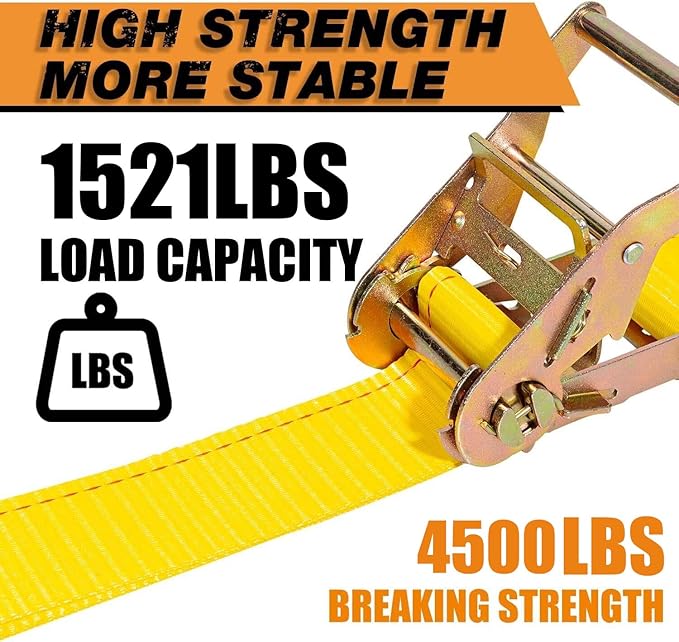 Wheel Chock Tie Down Kit (4,500lb Break Strength) Heavy Duty Trailer Tire Straps System for ATV, UTV, Lawn Mower & More - Ratchet Tie Downs Accessories with E Track for Four Wheeler