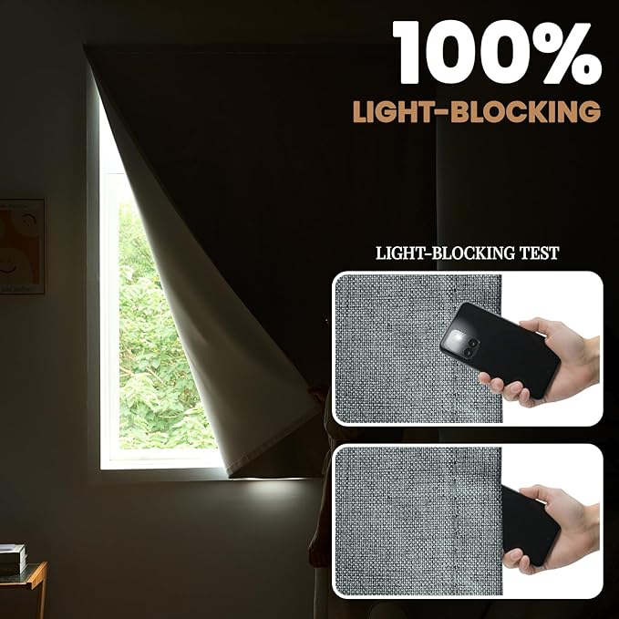 100% Blackout French Door Curtain,Adhesive, No Drilling Required,Small Curtains Designed for Installation On Doors (Light Gray - W25 × L72 in)