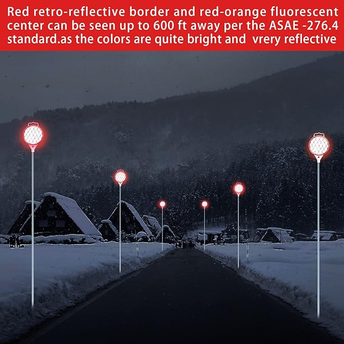 Driveway Markers, Reflectors for Driveway Entrance, Snow Plow Markers 2-way reflector 43 Inch White Fiberglass Rod,Snow Markers for Driveway (Pack of 8)