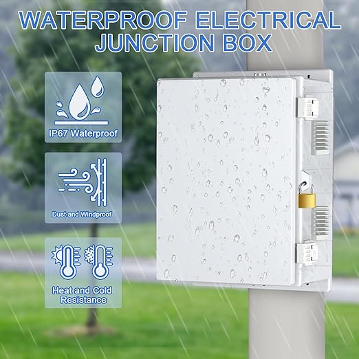 Electrical Box, Outdoor Electrical Junction Box 15.7"x11"x5.9" IP65 Waterproof ABS Plastic Enclosure Project Box with Internal Mounting Panel Hinged Lid (Grey Plastic)