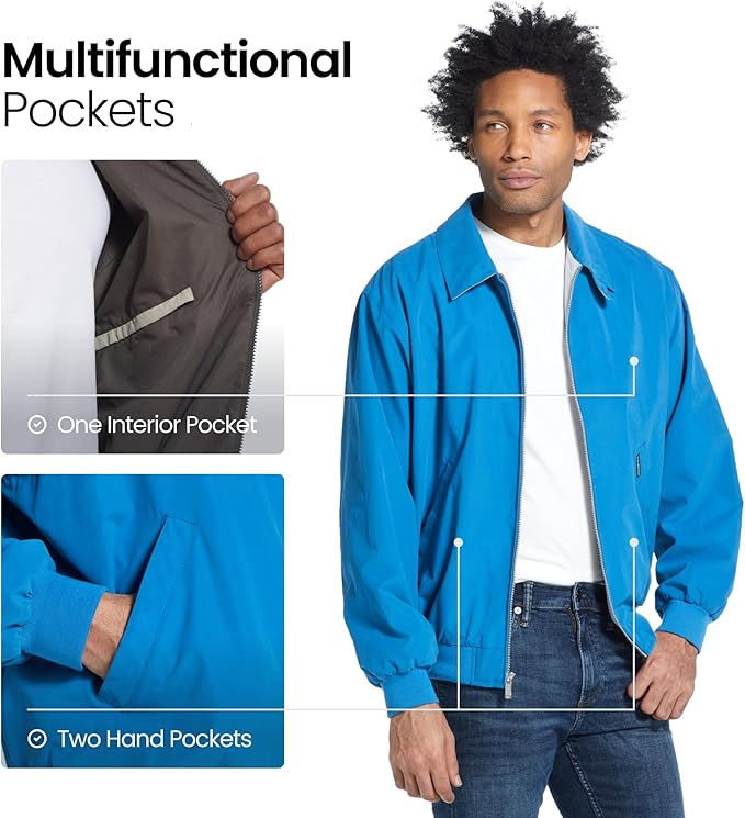 Weatherproof Men's Golf Jacket - Lightweight Windbreaker, Water-Resistant Microfiber Shell, Perfect for Golf & Casual Wear