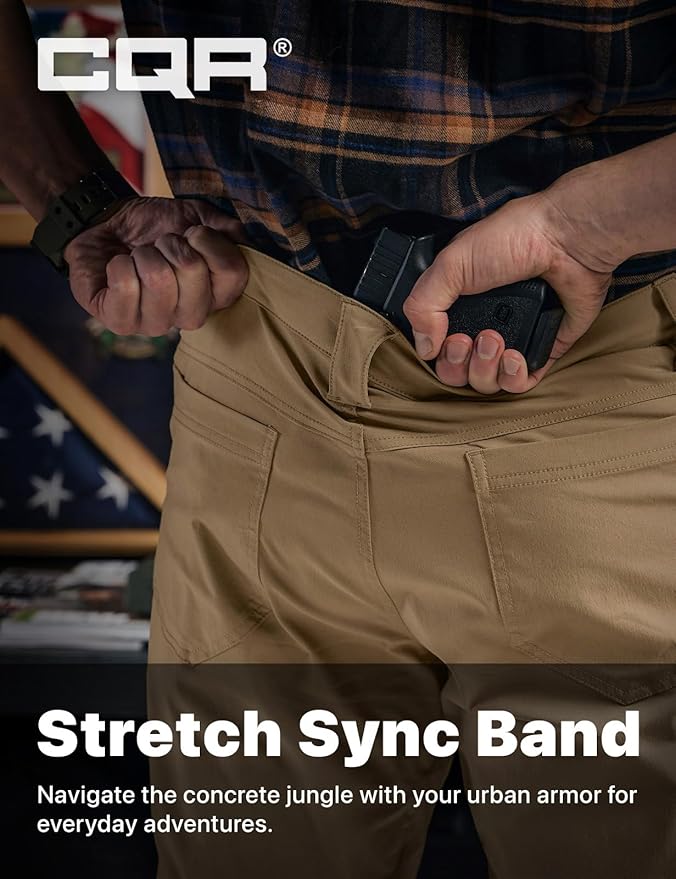 CQR Men's Vent Stretch Pants, Quick Dry Lightweight Casual Cargo Pants, Water Resistant Straight-Fit Utility Work Pants