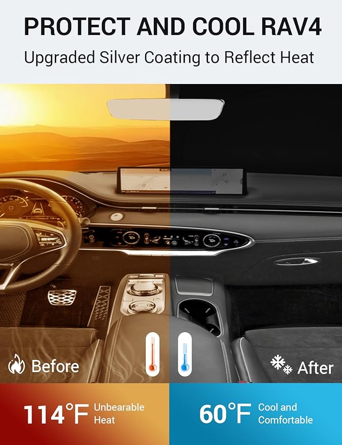 Proadsy 2025 Upgrade Windshield Sun Shade Custom Fit Genesis GV70 2022-2025 Foldable Front Sunshade Protector Sun Visor Blocks UV Rays Keep Car Cooler Accessories