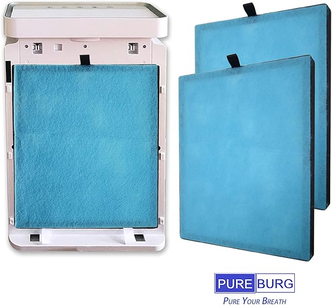 PUREBURG Replacement Filter Compatible with Mooka KJ203F, Elechomes KJ203F-142 Air Purifiers, 2-Pack H13 HEPA 4 Activated Carbon Pre-Filters 4-Stage Filtration