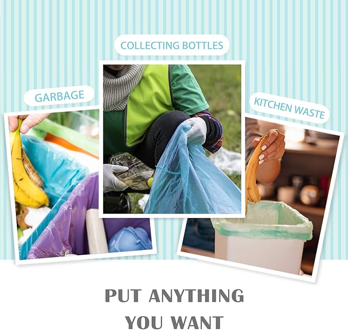 8 Gallon 330 Counts Strong Trash Bags Garbage Bags by Teivio, Bathroom Trash Can Bin Liners, Plastic Bags for home office kitchen，Multicolor