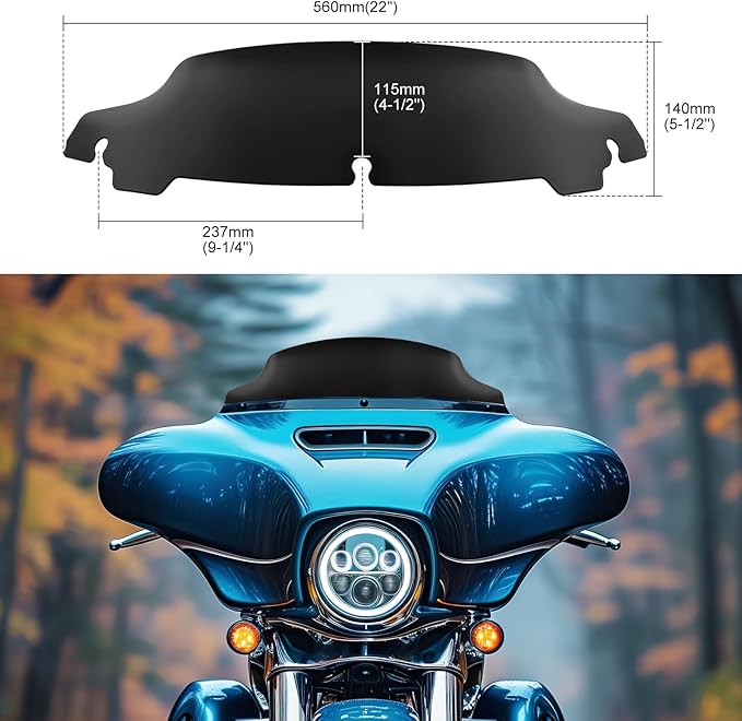 JMTBNO Black 4.5" Wave Windshield Windscreen Compatible for 2014-2024 Harley Davidson Touring Street Glide/Electra Glide/Ultra Limited/Tri Glide FLHT FLHX FLHXS FLHTK