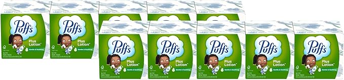 Puffs Plus Lotion Facial Tissues, 10 Cubes, 56 Tissues Per Box