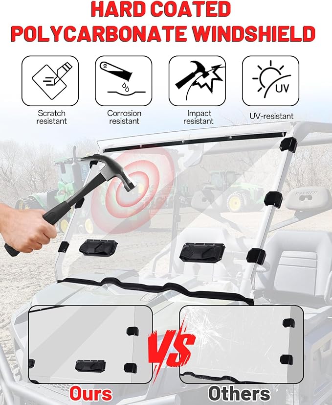 StarknightMT Ranger 800 570 Vented Windshield, Scratch-Resistant Front Windshield Compatible with Polaris 2010-2014 Ranger XP 800/Crew, 2010-2016 Ranger 800 6x6, 2016-2025 Ranger Full Size 570