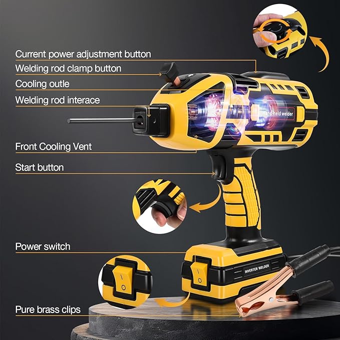 Handheld Welder Machine 110V Portable Welding Handheld with IGBT Inverter 6 Variable Current Adjustment, Handheld ARC Welder Gun for 1/16''-1/8'' Welding Rods
