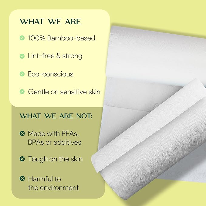 100% Bamboo Paper Towels | Lint-Free, Eco-Friendly, Tree-Free | 2-Ply Kitchen Paper Towel | Food Grade – FSC-Certified, BPA/PFAS-Free | 6 Rolls (450 Sheets) | PALM NAKI