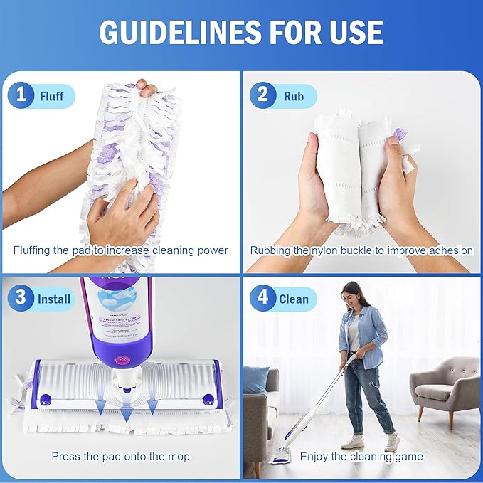 Cleaning Pads Compatible with Swiffer Power MOP Refills | 45 Pack 20% Thicker Pads | Pet Hair & Grease Deep Cleaner
