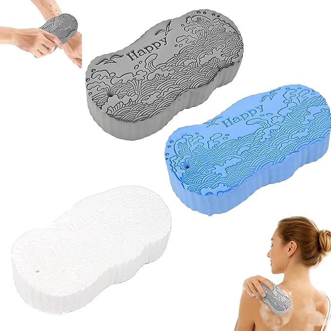 Magic Exfoliating Bath Sponge, 2026 Upgraded 3D Super Soft Exfoliating Bath Sponge Magic Exfoliating Body Scrubber, Shower Brushes for Adults Women and Men (D-3PCS)