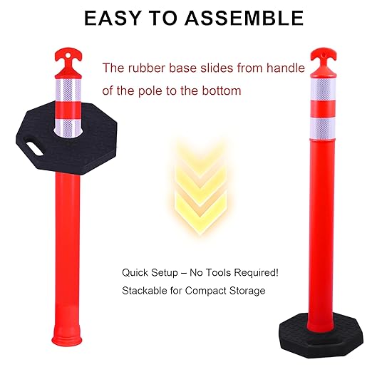 OrangeStar 3 Pack 42 Inch Traffic Cones with Heavy Duty Rubber Base – Reflective Orange Safety Delineators for Road Construction, Parking Lots & Crowd Control, 42" Tall