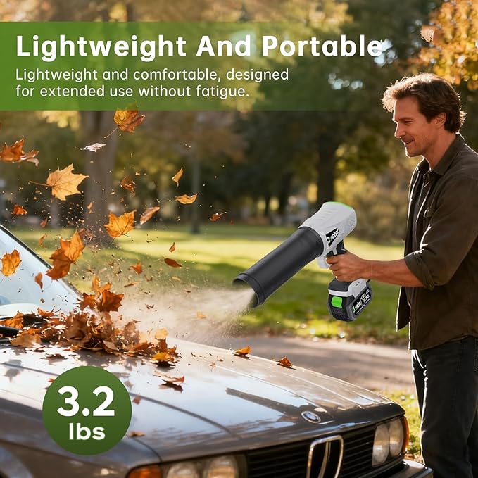 Upgrade Leaf Blower Cordless,Jonebar Electric Leaf Blower with Battery and Charger,21V 4.0Ah Lightweight Handheld Mini Turbo Jet Blower with Extended Nozzle for Lawn Care,Yard and Garden