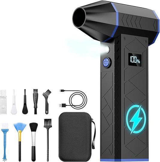 Compressed Air Can for Computers, 130000RPM Compressed Air Duster PC Blower Keyboard Cleaning Kit with LED Display & Light 4 Gear Adjustable Computer Cleaner Car Duster