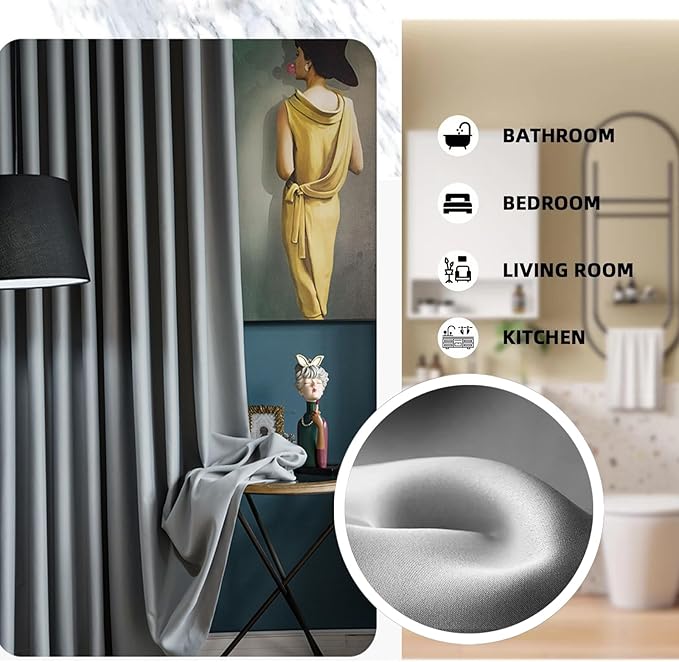 Room Divider Curtains with Ceiling Track, 95% Blackout Heavy Curtains Noise Reduction Privacy Curtain System Kits, 15 ft Wide x 8 ft Tall, White, 1 Panel
