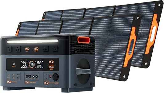 Oscal PM2400 Portable Power Station, 1872Wh LiFePO4 Home Backup Battery, Dual Speaker 2400W Solar Generator(Surge 4800W), Dual Wireless Charging Pad, with 2 * 200W solar panel