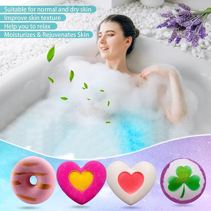 Bath Bombs for Girls - Bath Bombs, Christmas Day Gifts for Women Kids, Bubble Bath, Handmade Bath Bomb Gift Set Bathbombs Relaxing Spa Gifts Basket for Her Wife Mom Birthday Thanksgiving