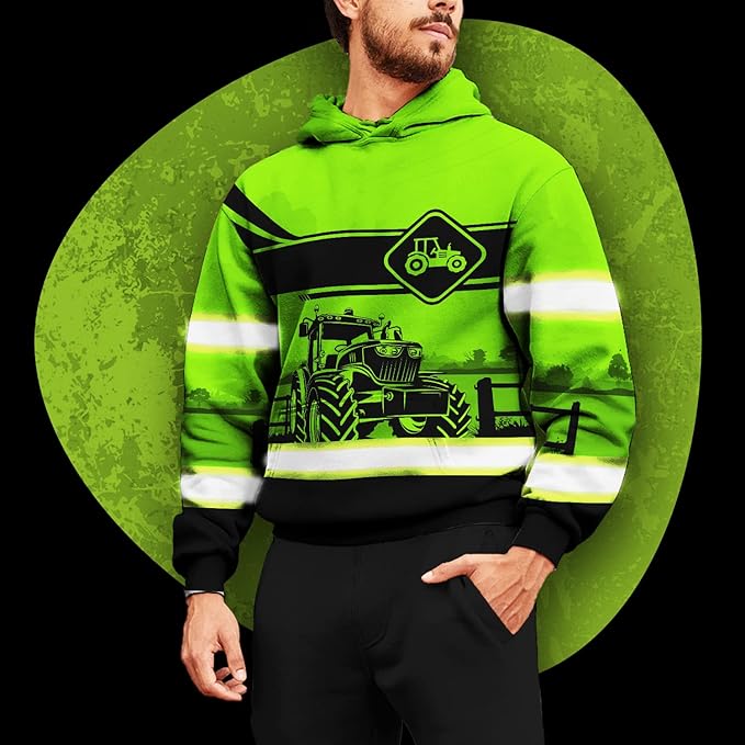 Matedecor High Visibility Hi Vis Hoodie for Men - Jobs Collection Custom Name Class 3 Reflective Safety Workwear