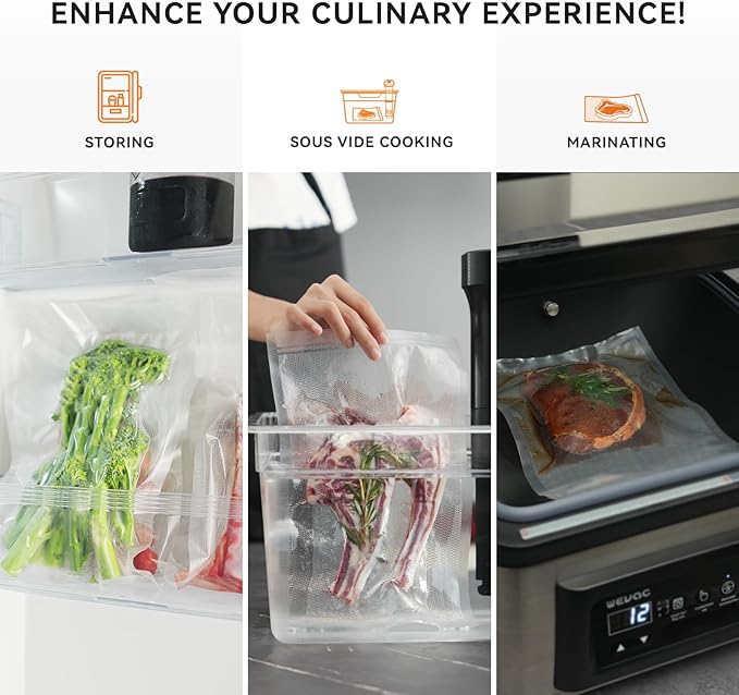 8" x 20' and 11" x 20' Vacuum Sealer Roll, 6 Pack-Ideal for Food Storage, Sous Vide, and Meal Prep, Keep Food Fresh and Nutrients, Wevac Lite