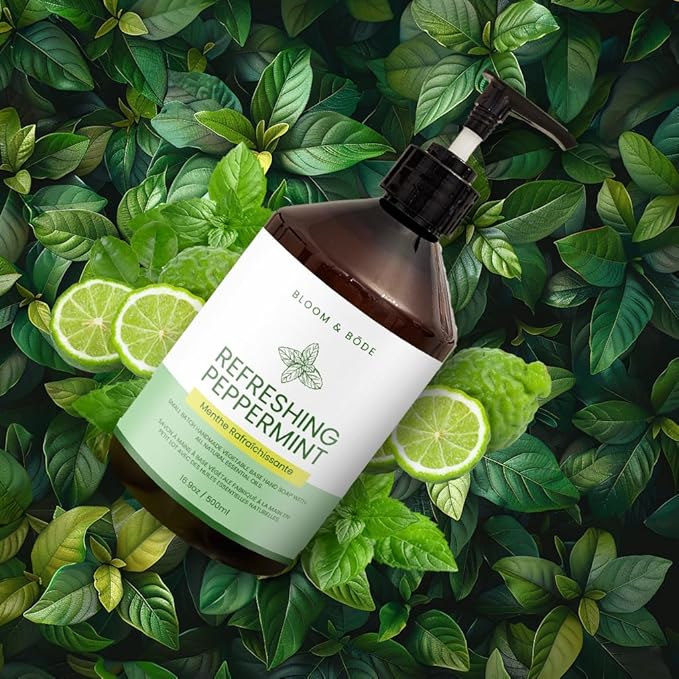 Luxury Liquid Hand Soap - Natural Scented Hand Wash - Gentle Hand Soap with Essential Oils & Aloe Vera - Moisturizing Handwash for bathroom and Kitchen - Refreshing Peppermint Scent, 16.9oz
