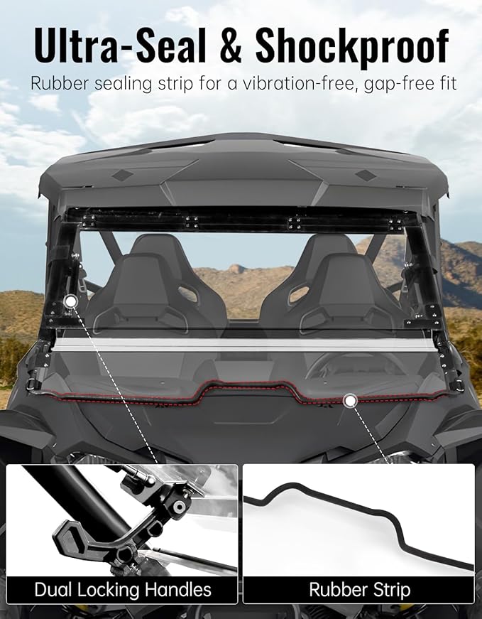 Talon 1000 Flip Up Windshield, Scratch Resistant 1/5" Hard-Coated Poly 3-IN-1 Clear Front Windscreen for Honda Talon 1000R 1000X 1000X-4 2019-2025 Accessories Windproof, Open/Vented/Closed