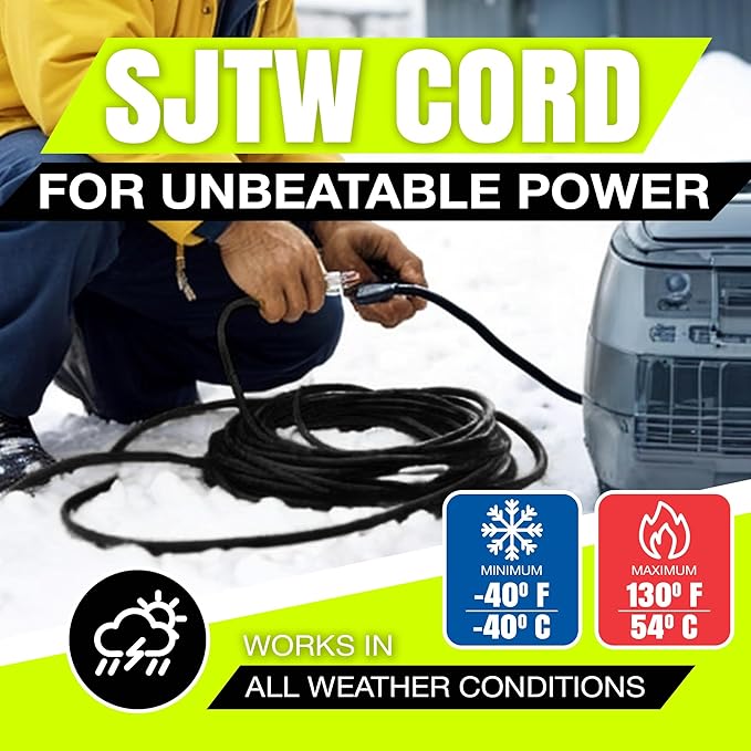 200ft Outdoor/Indoor Extension Cord 10/3 Gauge Ultra Heavy Duty 3 Prong SJTW, Waterproof, Flexible Cold-Resistant Long Power Cord,10A 125V 1000W, Black by LifeSupplyUSA