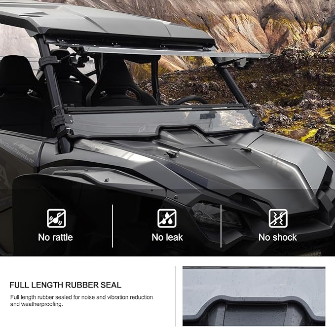 KIWI MASTER Flip Up Windshield for 2019-2025 Honda Talon 1000R/1000X/1000X4/1000R4 Accessories, Hard Coat Poly Front Window, Heavy Duty Polycarbonate, Scratch Resistant