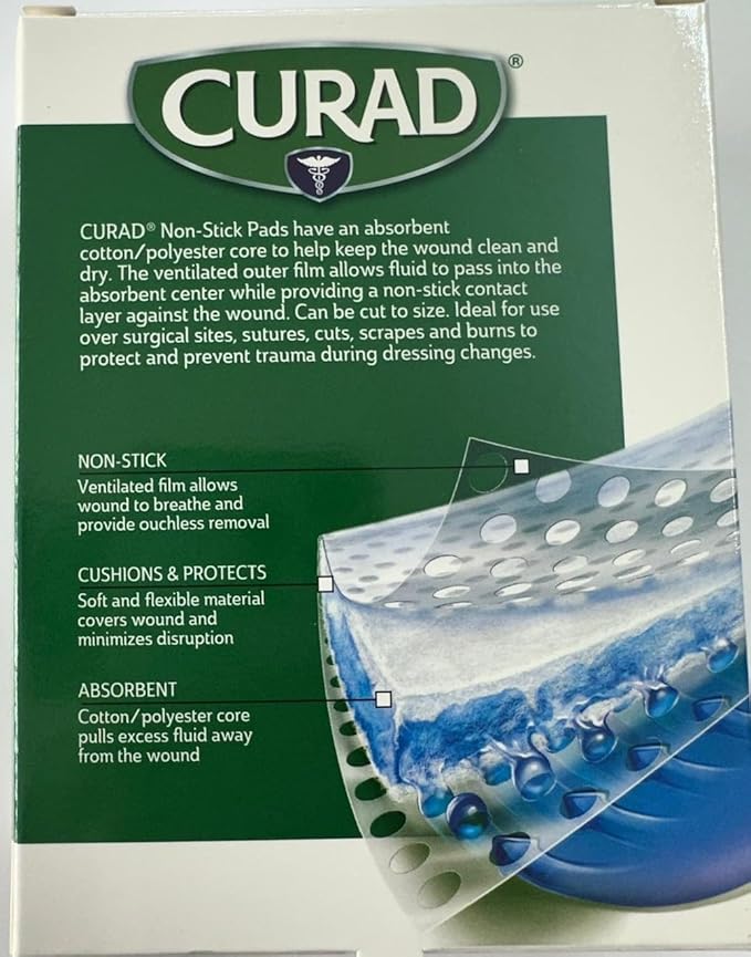 Curad Medium Non-Stick Pads, 10 Count, Pack of 3