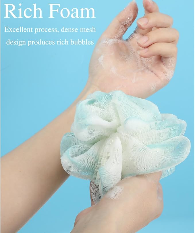CHENGU 80 Pcs Loofah Sponge Bath Pouf - Bulk Shower Puff for Body Wash - Exfoliating Mesh Scrubber for Baby, Women, Men - 20g (Plain Colors)