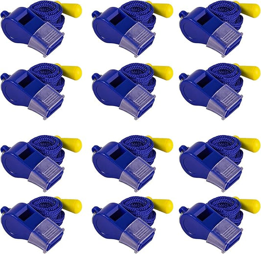 12 Pack Sport Whistles with Lanyar for Coaches, Referees and Officials, Loud Crisp Sound