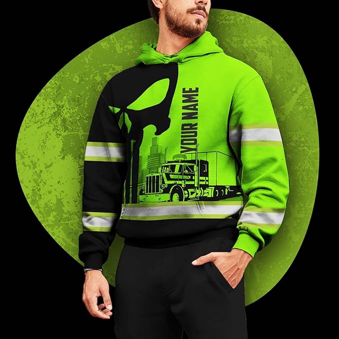 Matedecor High Visibility Hi Vis Hoodie for Men - Jobs Collection Custom Name Class 3 Reflective Safety Workwear