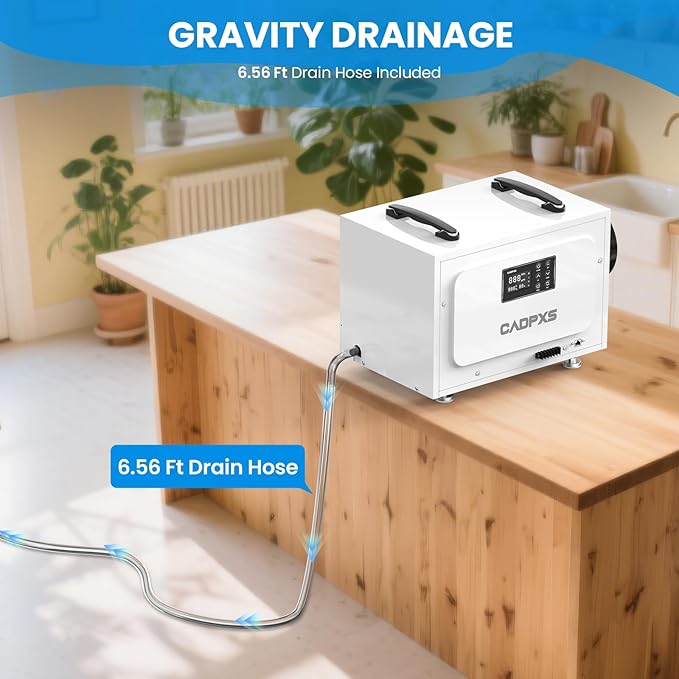 CADPXS Crawl Space Dehumidifier, 125 Pints Commercial Dehumidifiers with Drain Hose, Dehumidifier for Crawlspace, Basements & Water Damage Use, Auto Defrost & Memory Restart, cETL Listed