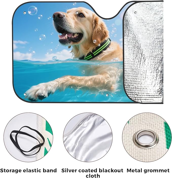Custom Car Windshield Sun Shade, Design Your Own Image or Text, Keeps Vehicle Cool, Personalized Foldable Front Window Visor Reflective UV Protector Aluminum Foil Sunshield