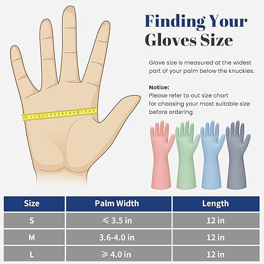 Rubber Kitchen Dishwashing Gloves - 3 Pairs Reusable Household Cleaning Gloves, Flexible and Durable & Non-slip Cleaning Gloves, Great for Kitchen, Bathroom, Laundry (Small, Pink+Blue+Grey)