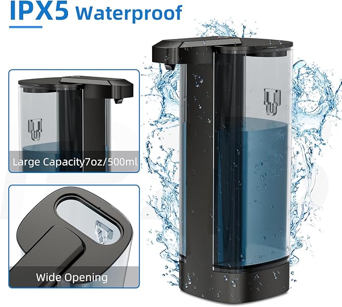 17oz Automatic Liquid Soap Dispenser,Touchless Dish Soap Dispenser IPX5 Waterproof Adjustable Dispensing,Liquid Hand Soap Personal Care Lotion Dispenser for Kitchen Bathroom Hotel,USB Charging